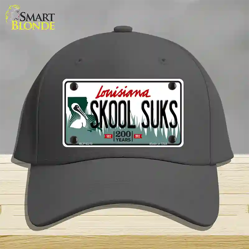 Skool Suks Louisiana Novelty License Plate Hat Cotton / Charcoal