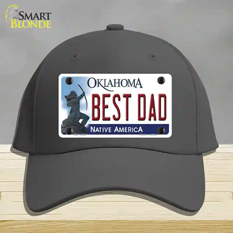 Best Dad Oklahoma Novelty License Plate Hat Cotton / Charcoal