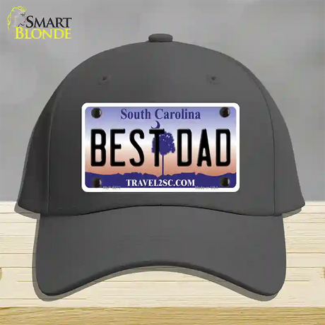 Best Dad South Carolina Novelty License Plate Hat Cotton / Charcoal