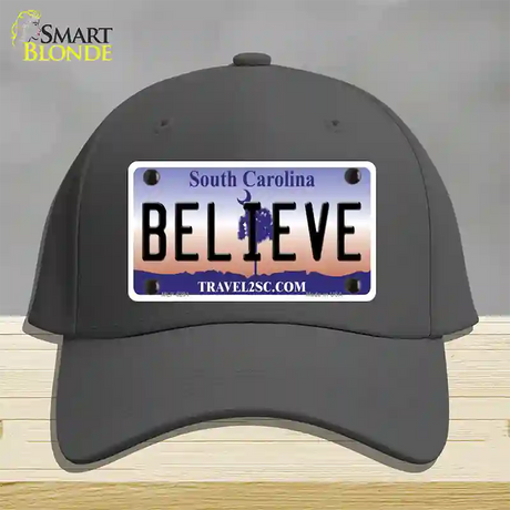 Believe South Carolina Novelty License Plate Hat Cotton / Charcoal