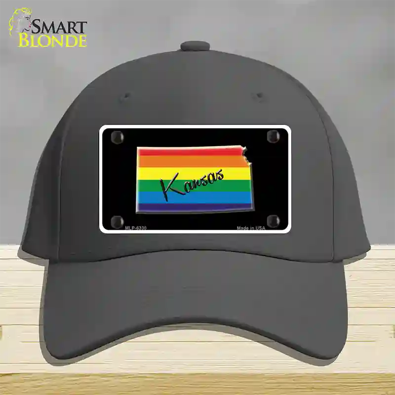 Kansas Rainbow Novelty License Plate Hat Cotton / Charcoal