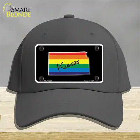 Kansas Rainbow Novelty License Plate Hat Cotton / Charcoal