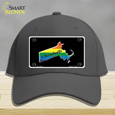 Massachusetts Rainbow Novelty License Plate Hat Cotton / Charcoal