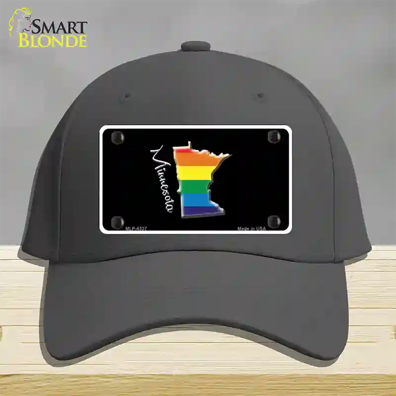 Minnesota Rainbow Novelty License Plate Hat Cotton / Charcoal