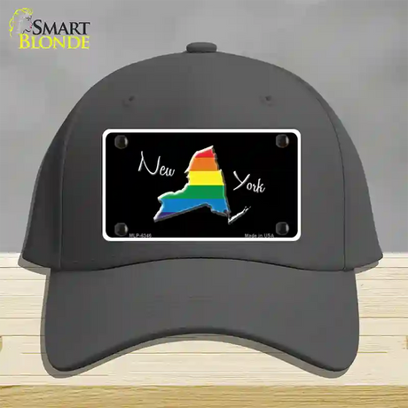 New York Rainbow Novelty License Plate Hat Cotton / Charcoal