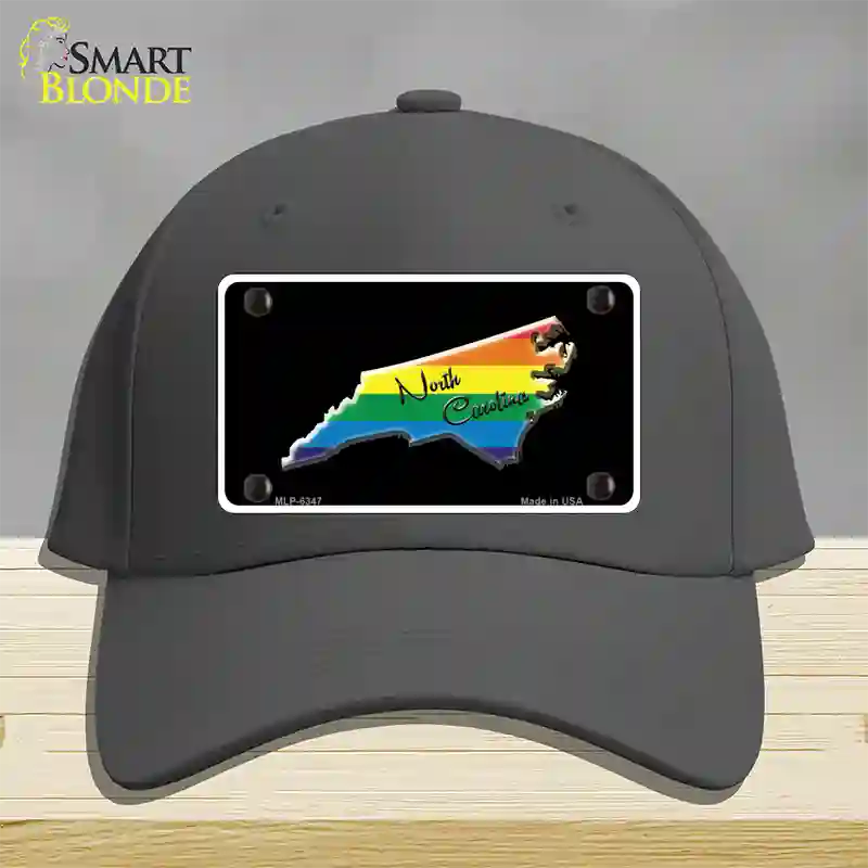 North Carolina Rainbow Novelty License Plate Hat Cotton / Charcoal