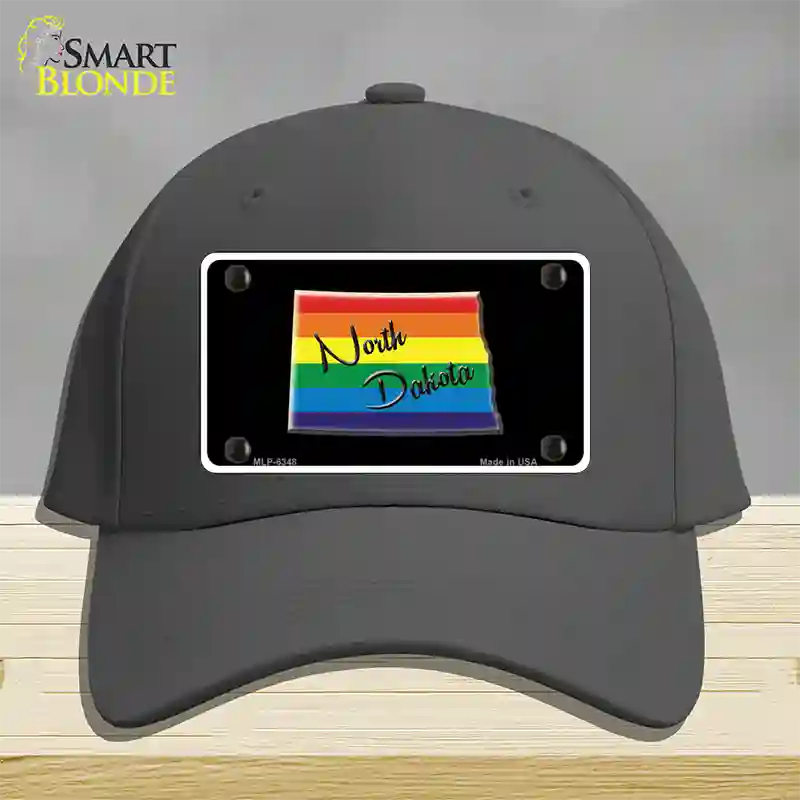 North Dakota Rainbow Novelty License Plate Hat Cotton / Charcoal