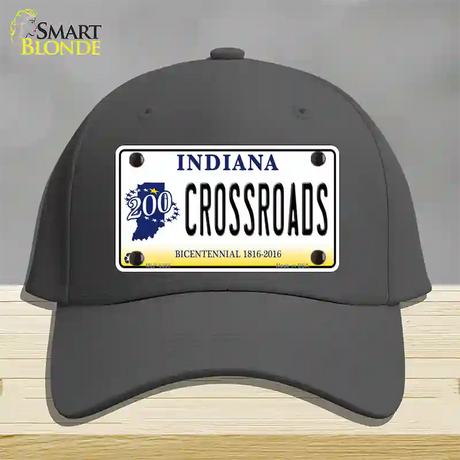 Crossroads Indiana Novelty License Plate Hat Cotton / Charcoal