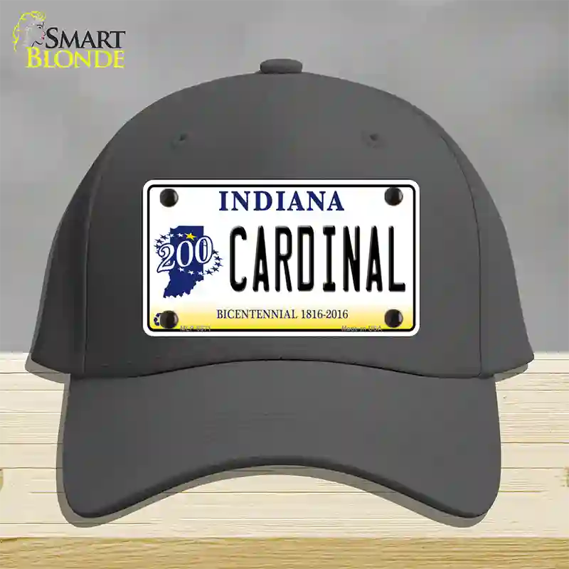 Cardinal Indiana Novelty License Plate Hat Cotton / Charcoal