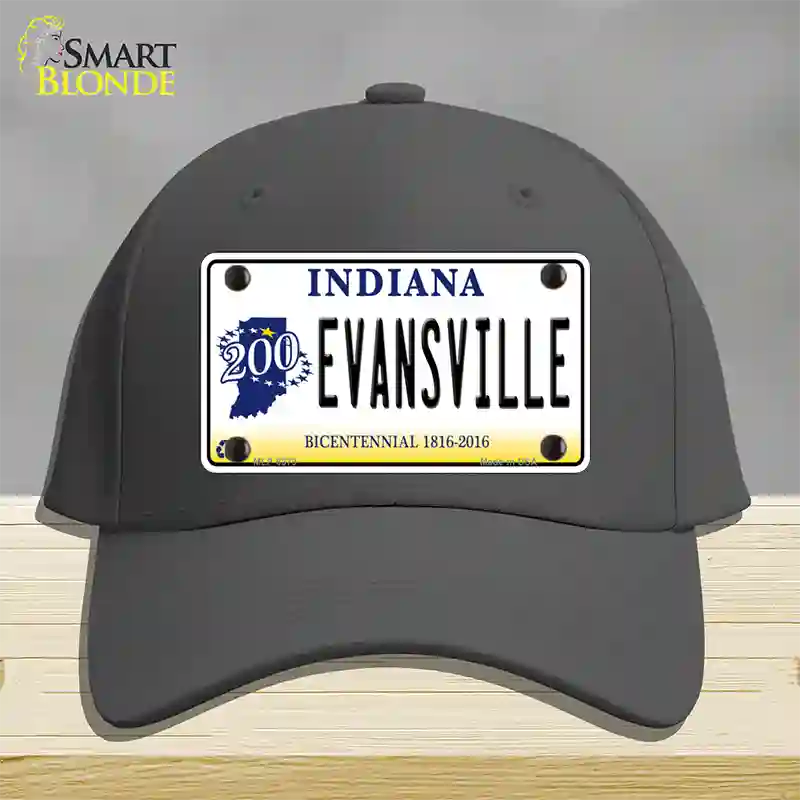 Evansville Indiana Novelty License Plate Hat Cotton / Charcoal