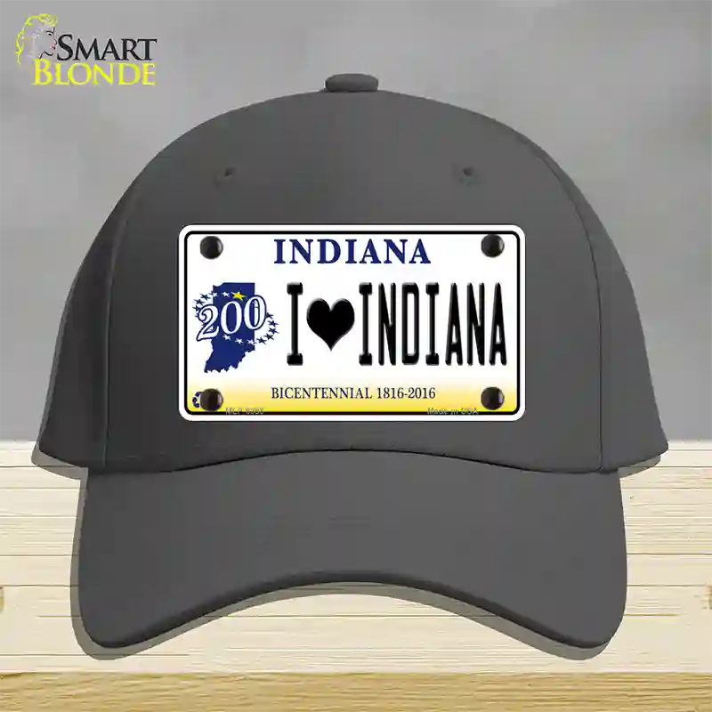 I Love Indiana Novelty License Plate Hat Cotton / Charcoal