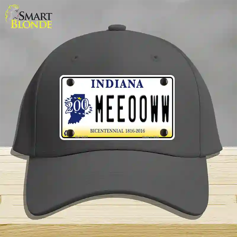 Meeooww Indiana Novelty License Plate Hat Cotton / Charcoal