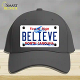 Believe North Carolina Novelty License Plate Hat Cotton / Charcoal