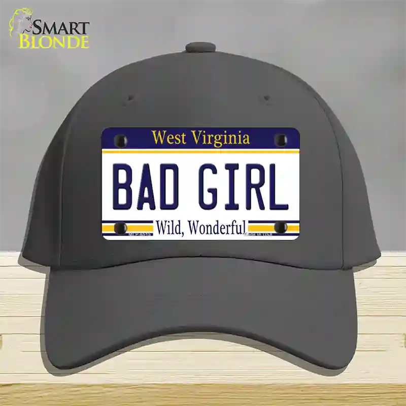 Bad Girl West Virginia Novelty License Plate Hat Cotton / Charcoal