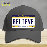 Believe West Virginia Novelty License Plate Hat Cotton / Charcoal