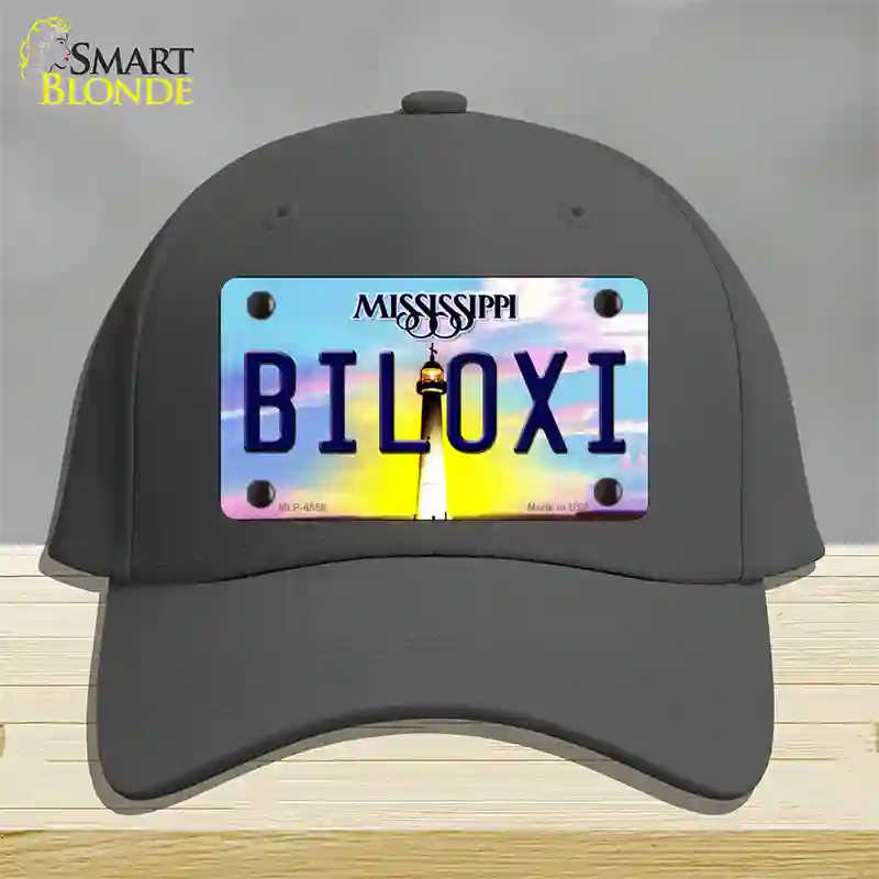 Biloxi Mississippi Novelty License Plate Hat Cotton / Charcoal