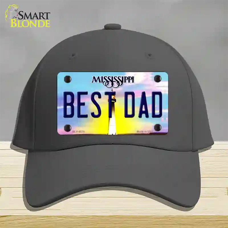 Best Dad Mississippi Novelty License Plate Hat Cotton / Charcoal