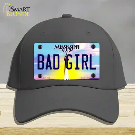 Bad Girl Mississippi Novelty License Plate Hat Cotton / Charcoal