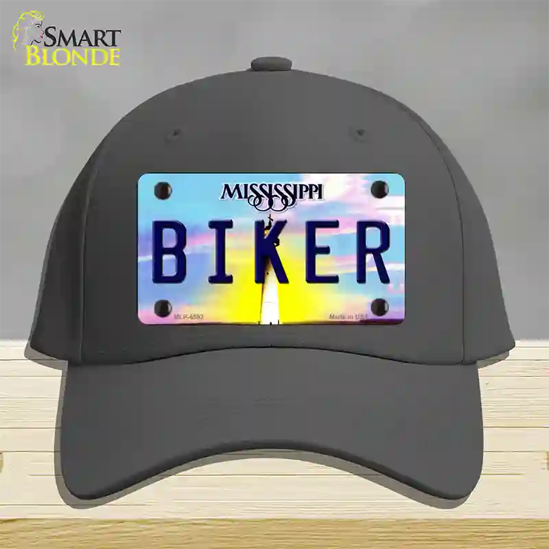 Biker Mississippi Novelty License Plate Hat Cotton / Charcoal