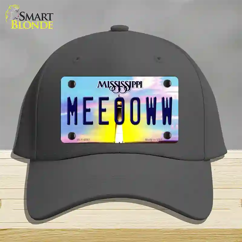 Meeooww Mississippi Novelty License Plate Hat Cotton / Charcoal