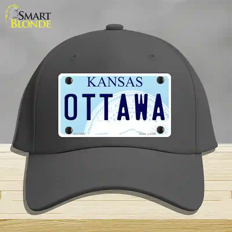 Ottawa Kansas Novelty License Plate Hat Cotton / Charcoal