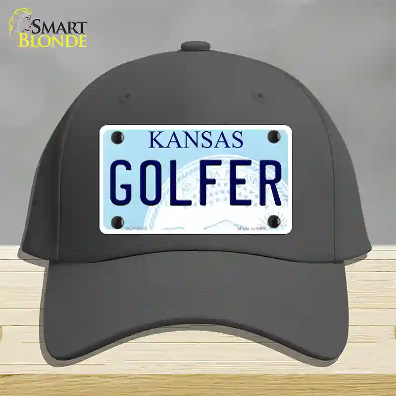 Golfer Kansas Novelty License Plate Hat Cotton / Charcoal