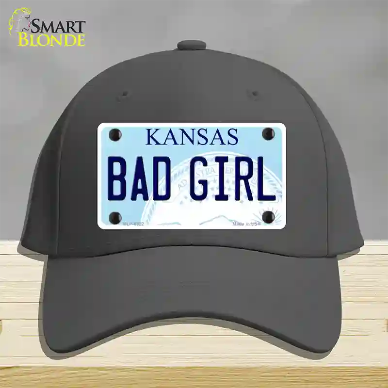 Bad Girl Kansas Novelty License Plate Hat Cotton / Charcoal