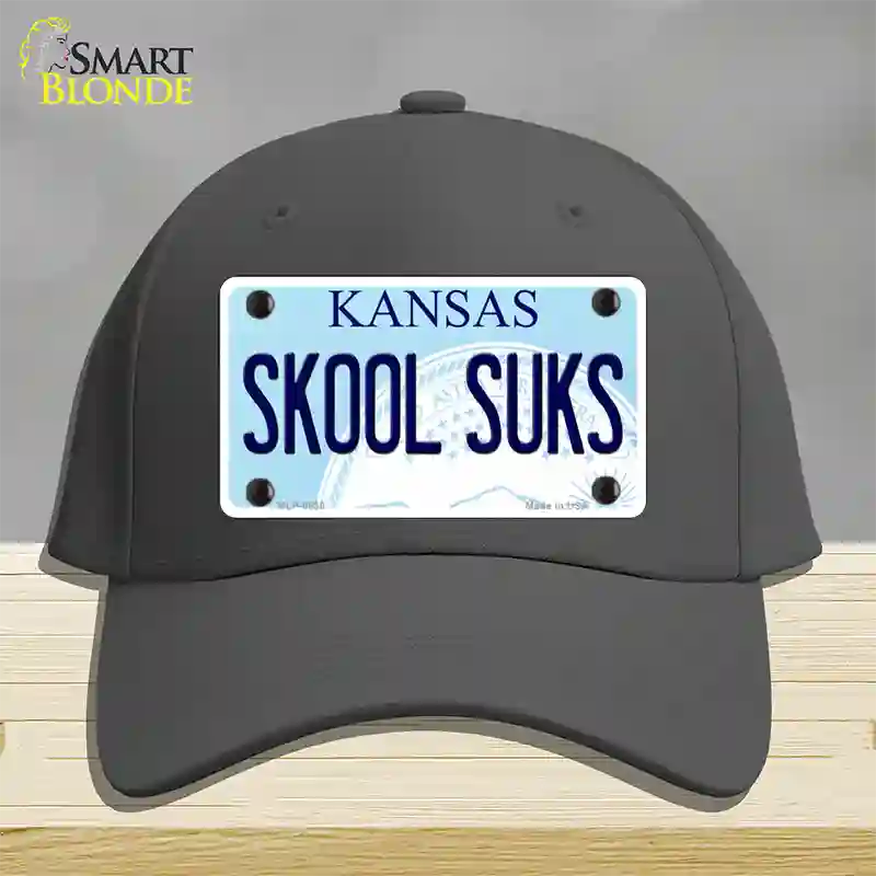 Skool Suks Kansas Novelty License Plate Hat Cotton / Charcoal