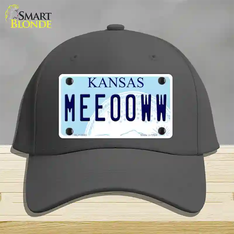 Meeooww Kansas Novelty License Plate Hat Cotton / Charcoal