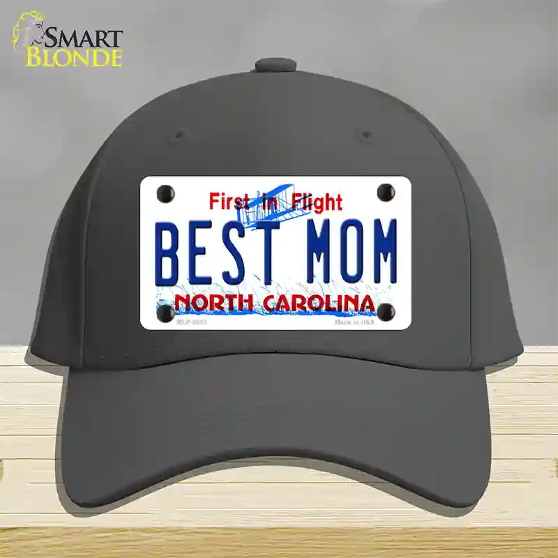 Best Mom North Carolina Novelty License Plate Hat Cotton / Charcoal