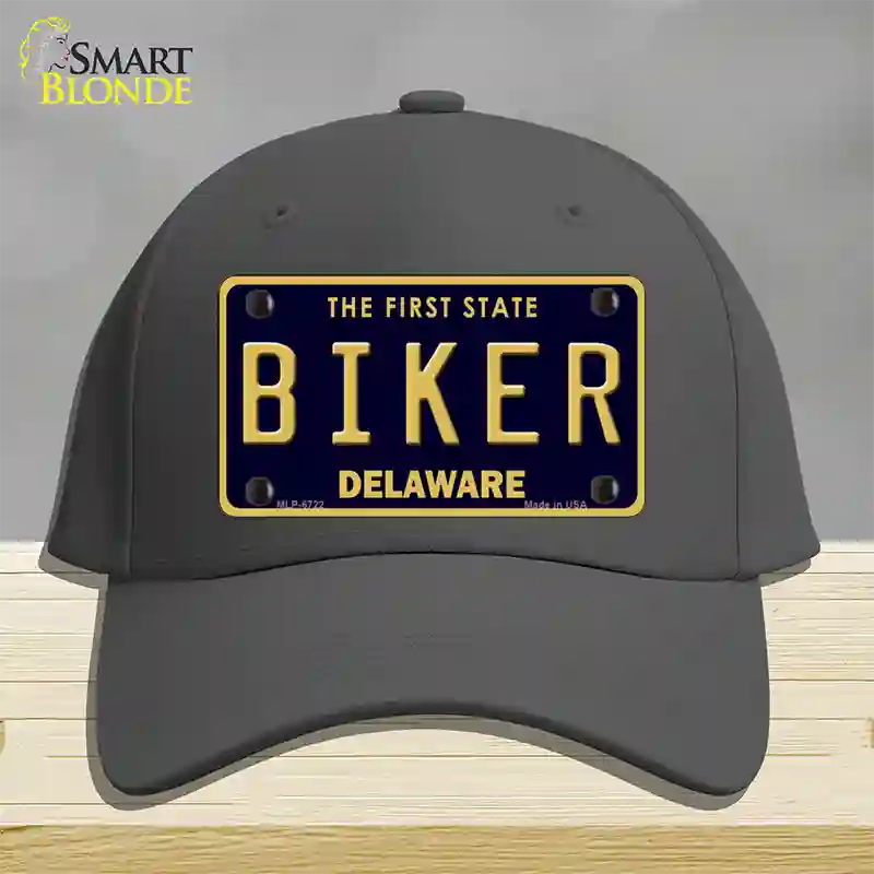 Biker Delaware Novelty License Plate Hat Cotton / Charcoal