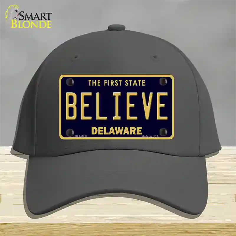 Believe Delaware Novelty License Plate Hat Cotton / Charcoal