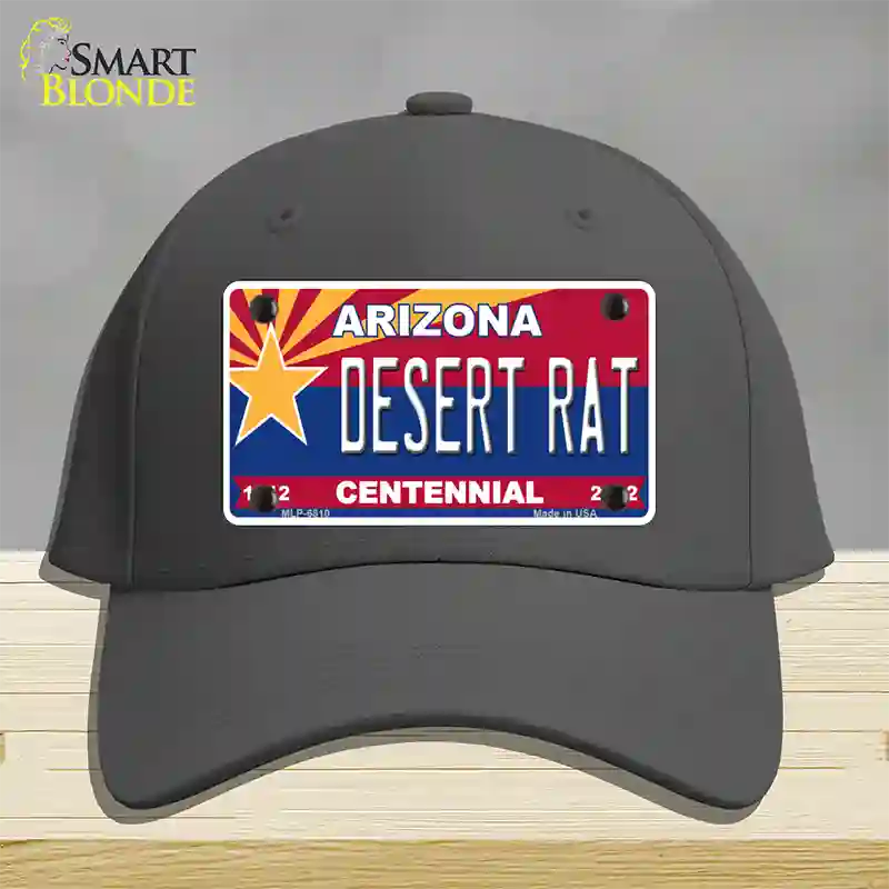 Arizona Centennial Desert Rat Novelty License Plate Hat Cotton / Charcoal