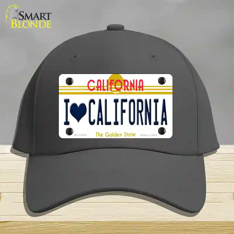 I Love California Novelty License Plate Hat Cotton / Charcoal