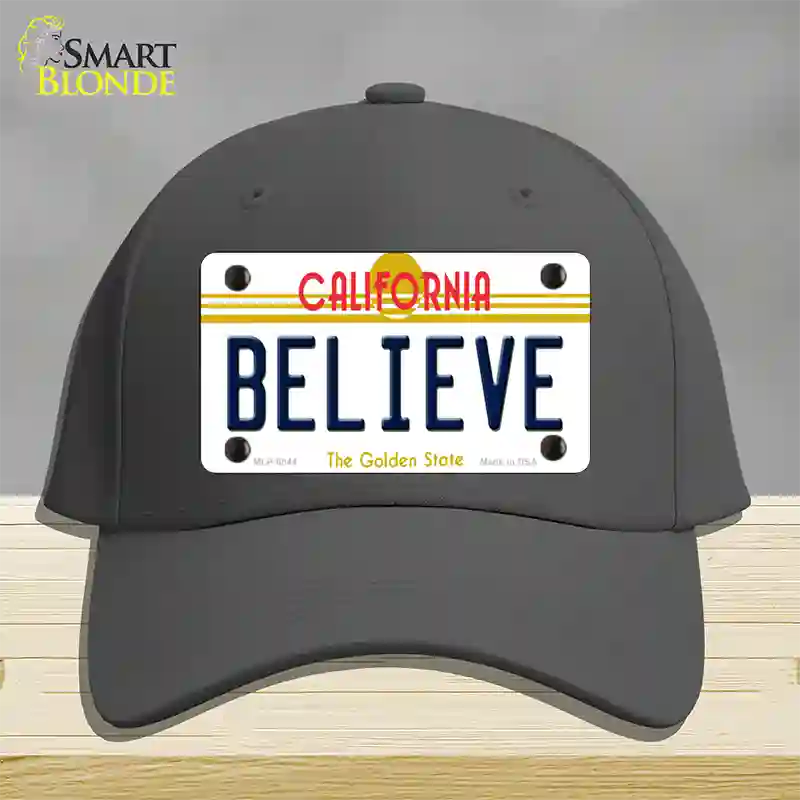 Believe California Novelty License Plate Hat Cotton / Charcoal