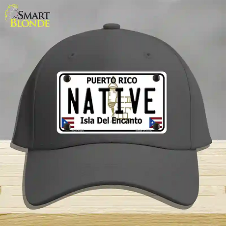 Native Puerto Rico Novelty License Plate Hat Cotton / Charcoal