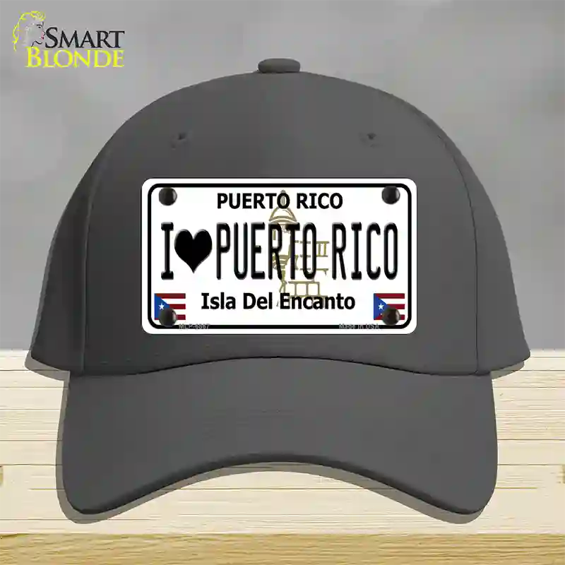 I Heart Puerto Rico Novelty License Plate Hat Cotton / Charcoal