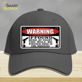 Warning If Found Novelty License Plate Hat Cotton / Charcoal