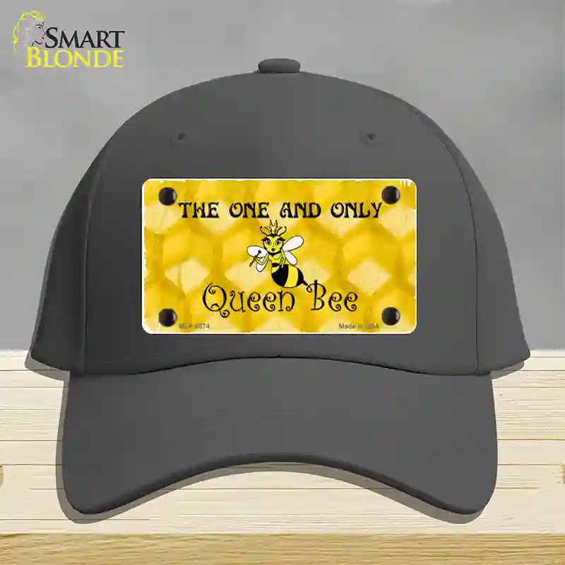 Queen Bee Honey Comb Novelty License Plate Hat Cotton / Charcoal