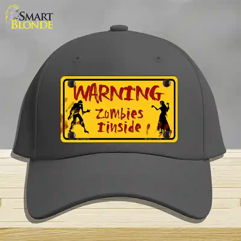 Warning Zombies Inside Novelty License Plate Hat Cotton / Charcoal