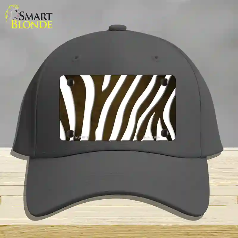 Brown White Zebra Oil Rubbed Novelty License Plate Hat Cotton / Charcoal