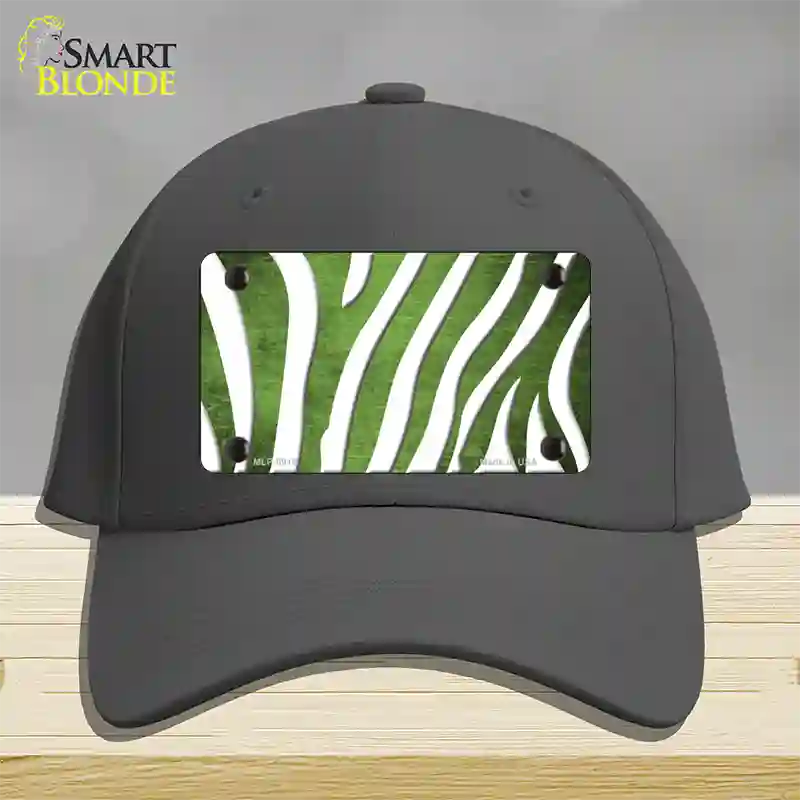 Lime Green White Zebra Oil Rubbed Novelty License Plate Hat Cotton / Charcoal