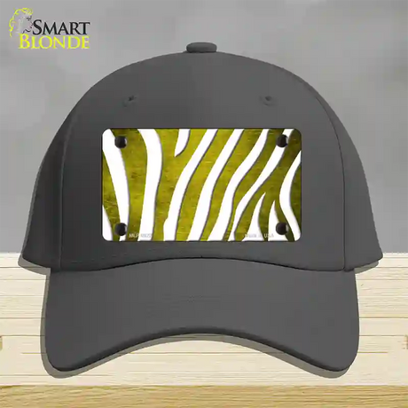 Yellow White Zebra Oil Rubbed Novelty License Plate Hat Cotton / Charcoal