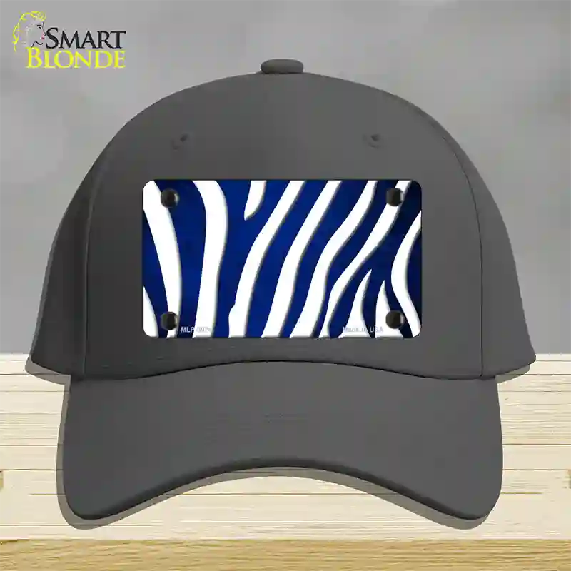 Blue White Zebra Oil Rubbed Novelty License Plate Hat Cotton / Charcoal