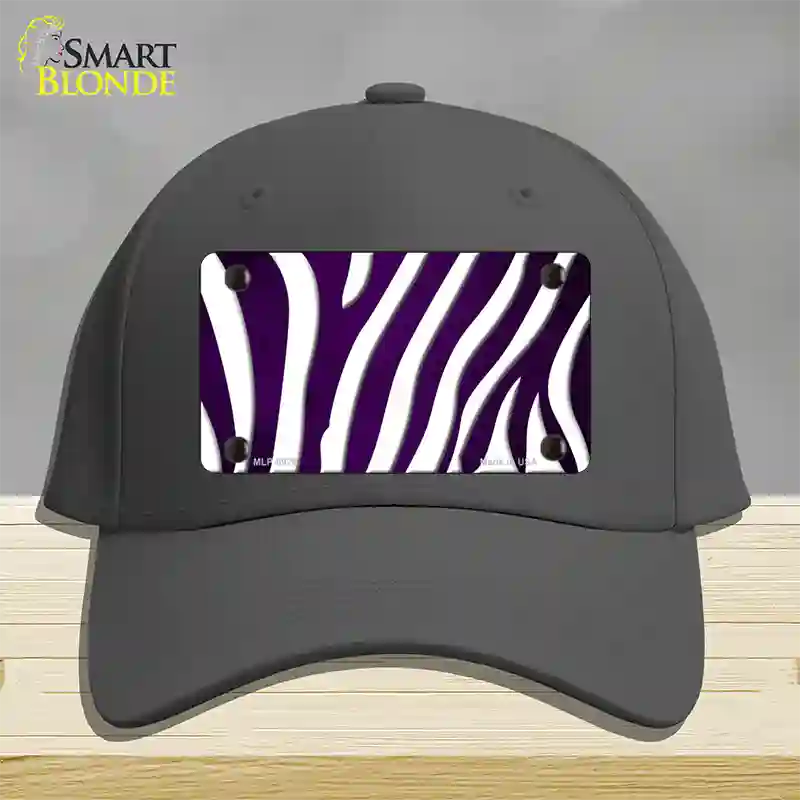 Purple White Zebra Oil Rubbed Novelty License Plate Hat Cotton / Charcoal