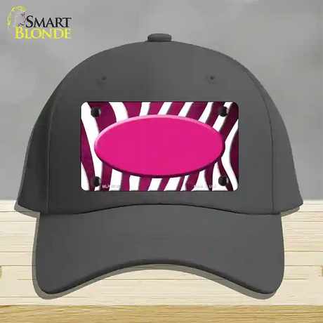 Pink White Zebra Oval Oil Rubbed Novelty License Plate Hat Cotton / Charcoal