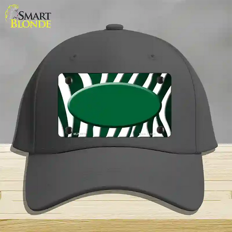 Green White Zebra Oval Oil Rubbed Novelty License Plate Hat Cotton / Charcoal