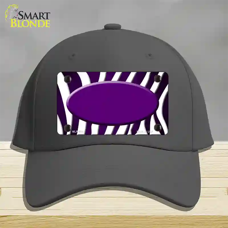 Purple White Zebra Oval Oil Rubbed Novelty License Plate Hat Cotton / Charcoal