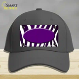 Purple White Zebra Oval Oil Rubbed Novelty License Plate Hat Cotton / Charcoal