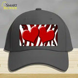 Red White Zebra Hearts Oil Rubbed Novelty License Plate Hat Cotton / Charcoal